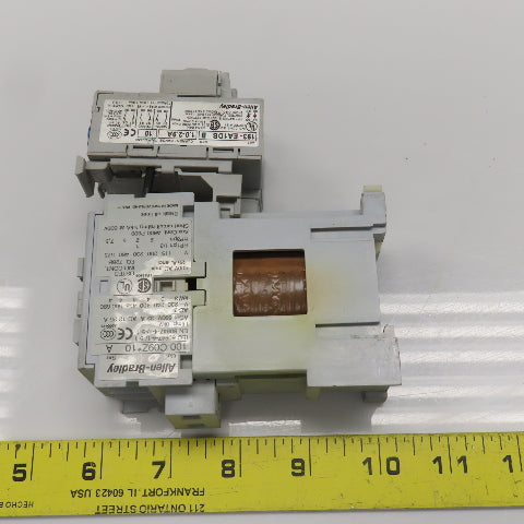 Allen Bradley 100-C09Z*10 Ser A Contactor 600VAC 24VDC Coil W/193-EA1DB Lot Of 2