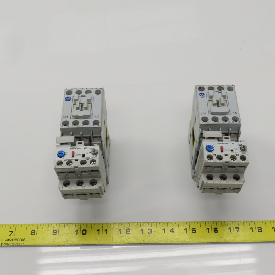 Allen Bradley 100-C09Z*10 Ser A Contactor 600VAC 24VDC Coil W/193-EA1DB Lot Of 2