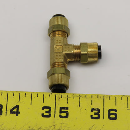 Parker 164P-4 1/4" Brass Compression TEE Fitting 150PSI