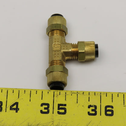 Parker 164P-4 1/4" Brass Compression TEE Fitting 150PSI
