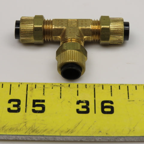 Parker 164P-4 1/4" Brass Compression TEE Fitting 150PSI