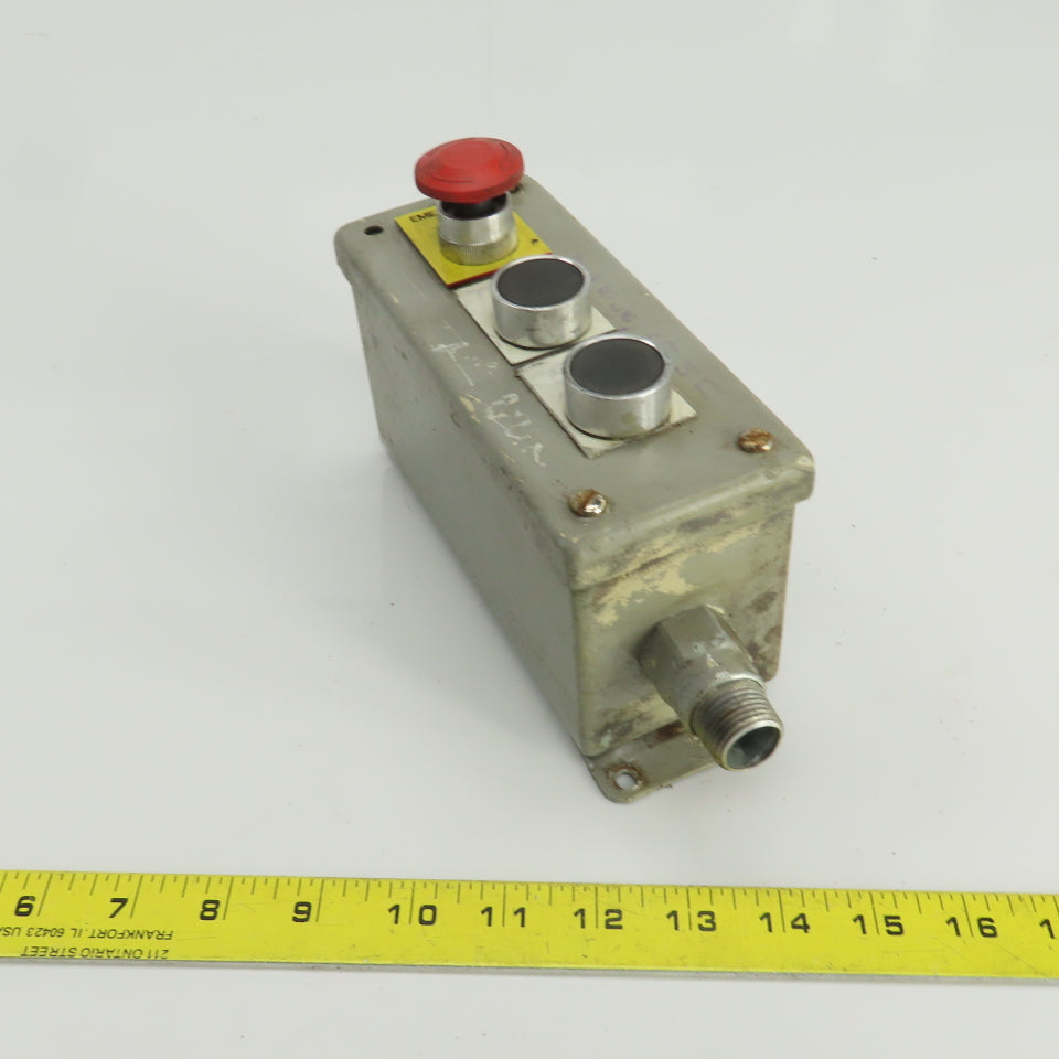 Allen Bradley 800M-XAS 3 Push Button Electrical Enclosure W/ E-Stop Pendant 300V