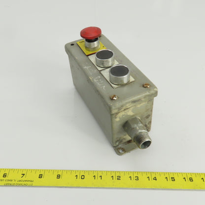 Allen Bradley 800M-XAS 3 Push Button Electrical Enclosure W/ E-Stop Pendant 300V