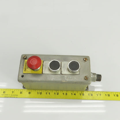 Allen Bradley 800M-XAS 3 Push Button Electrical Enclosure W/ E-Stop Pendant 300V