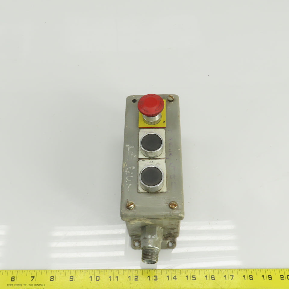 Allen Bradley 800M-XAS 3 Push Button Electrical Enclosure W/ E-Stop Pendant 300V