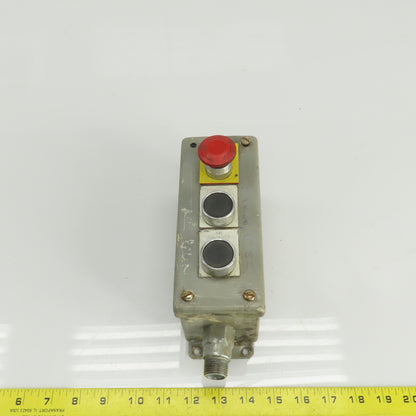 Allen Bradley 800M-XAS 3 Push Button Electrical Enclosure W/ E-Stop Pendant 300V