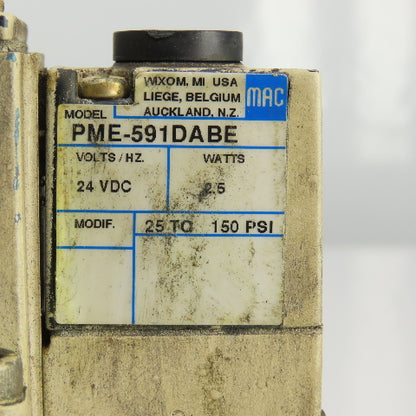 Mac 6341D-000-PM-591DA Pneumatic Solenoid Valve Assy. 24VDC 150PSI 1/2" NPT