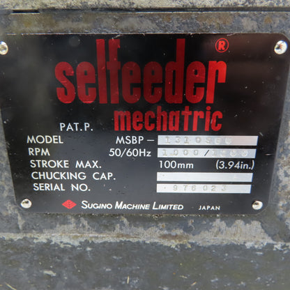 Sugino Selfeeder Mechatric MSBP-13-BU Inline Drill Drilling Unit Self Feed 3Ph