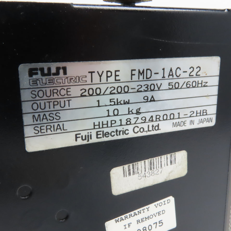 Fuji Electric FMD-1AC-22 200/200-230V 1.5kW 9A Spindle Drive VFD