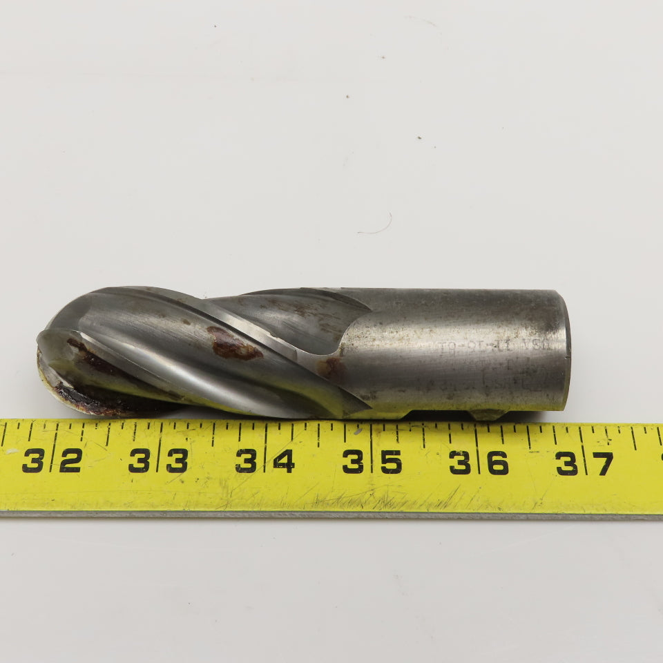 1-1/4" Diam. 2-3/4" LOC 4 Flute Spiral Ball Nose End Mill HSS 1-1/4" Weldon