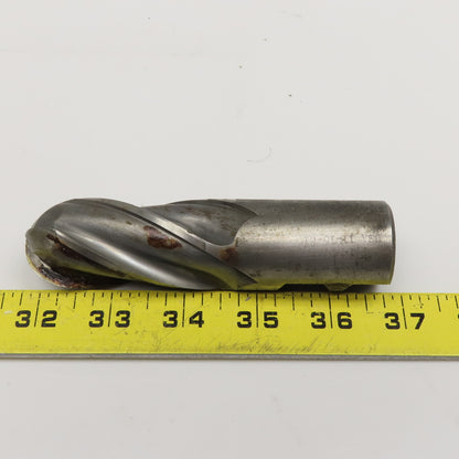 1-1/4" Diam. 2-3/4" LOC 4 Flute Spiral Ball Nose End Mill HSS 1-1/4" Weldon