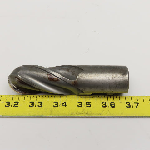 1-1/4" Diam. 2-3/4" LOC 4 Flute Spiral Ball Nose End Mill HSS 1-1/4" Weldon