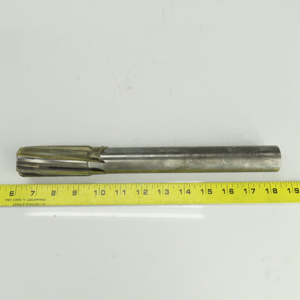 Hannibal 1.3792" Diam Spiral 8 Flute Carbide Tipped Chucking Reamer 1-1/4" Shank