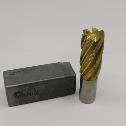 Hanita 1-1/2" Diam. x 3" LOC 6 Flute Spiral TiN Coated End Mill 1-1/4 Weldon