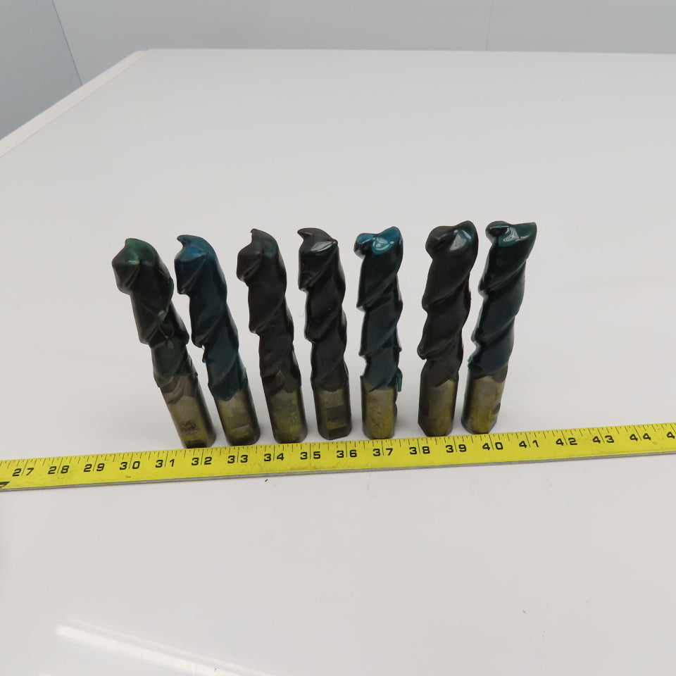 1" Ground To 63/64" OD. 4" LOC 2 Flute Spiral 1" Weldon Shank End Mill Lot Of 7