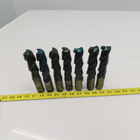 1" Ground To 63/64" OD. 4" LOC 2 Flute Spiral 1" Weldon Shank End Mill Lot Of 7