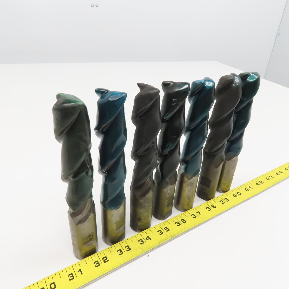 1" Ground To 63/64" OD. 4" LOC 2 Flute Spiral 1" Weldon Shank End Mill Lot Of 7