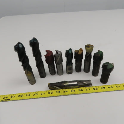 Misc. Lot 2 Flute Spiral End Mill Cutters 1-3/8" 1" Weldon Mixed Lot 10