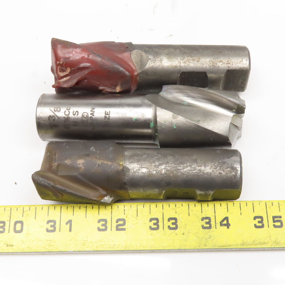 Misc. Lot 2 Flute Spiral End Mill Cutters 1-3/8" 1" Weldon Mixed Lot 10