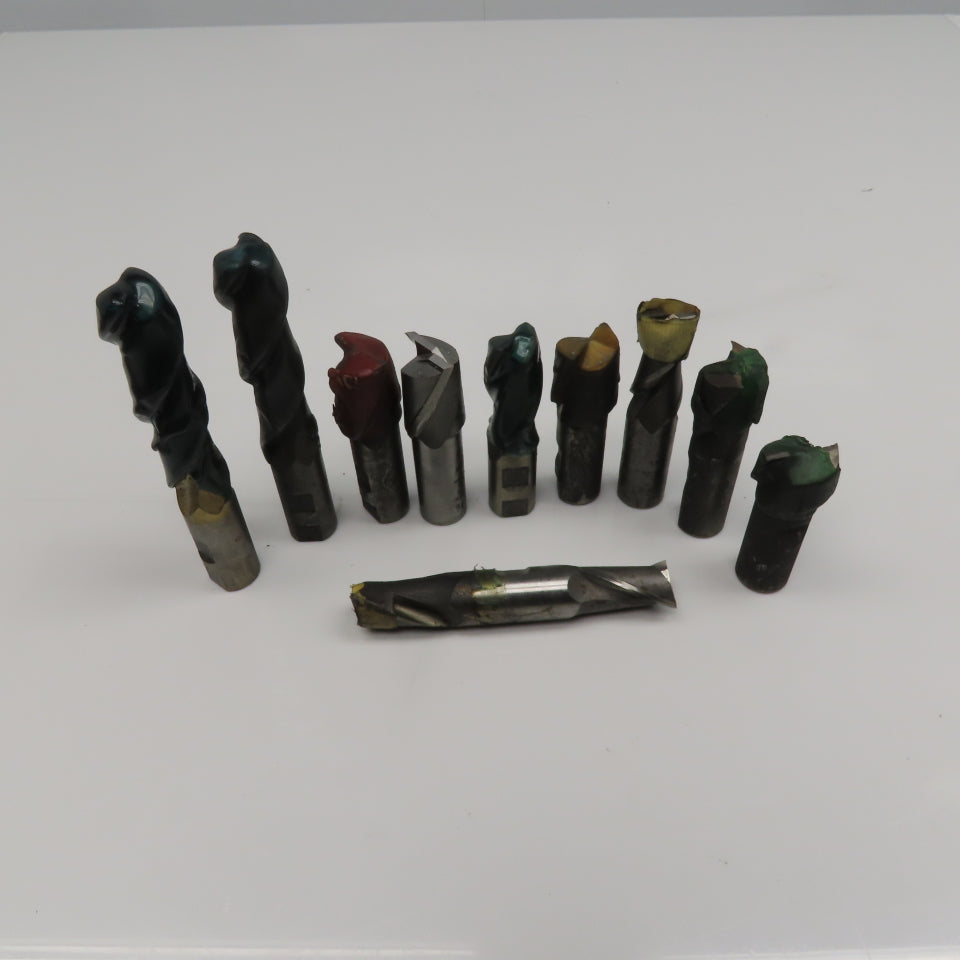 Misc. Lot 2 Flute Spiral End Mill Cutters 1-3/8" 1" Weldon Mixed Lot 10