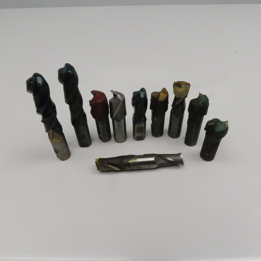 Misc. Lot 2 Flute Spiral End Mill Cutters 1-3/8" 1" Weldon Mixed Lot 10