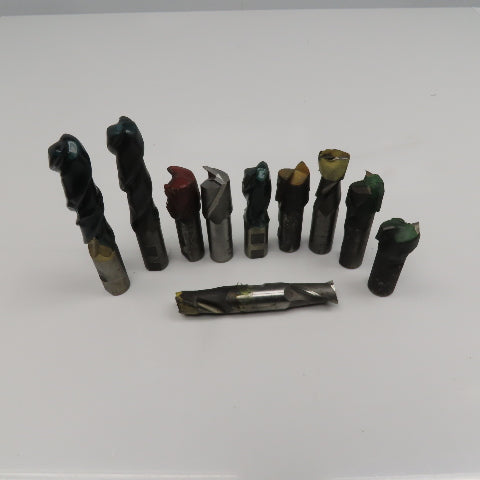 Misc. Lot 2 Flute Spiral End Mill Cutters 1-3/8" 1" Weldon Mixed Lot 10