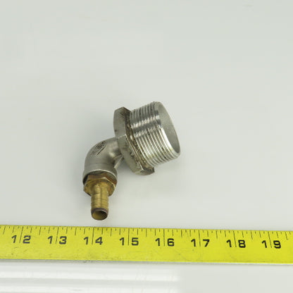 TC-316 1-1/2" x 1/2" NPT 90° Elbow Reducer W/1/2" Barbed Fitting Lot Of 2