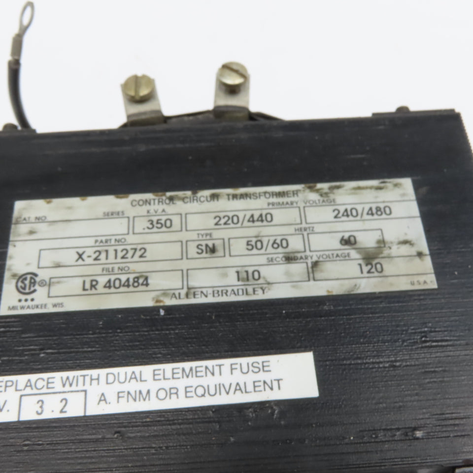 Allen Bradley X-211272 220/440-480V Pri 50/60Hz .350kVa 110/120V Sec Transformer
