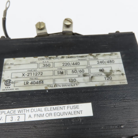 Allen Bradley X-211272 220/440-480V Pri 50/60Hz .350kVa 110/120V Sec Transformer