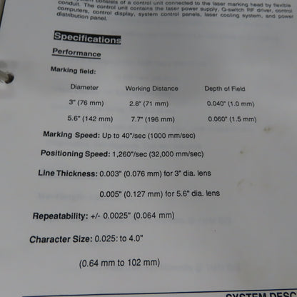 Controllaser Pro-Laser Singinature Laser Marking System W/Chiller 230V 3 Phase