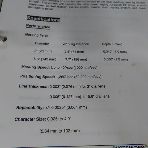 Controllaser Pro-Laser Singinature Laser Marking System W/Chiller 230V 3 Phase
