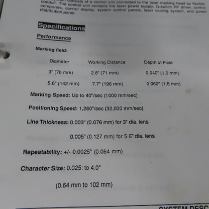 Controllaser Pro-Laser Singinature Laser Marking System W/Chiller 230V 3 Phase