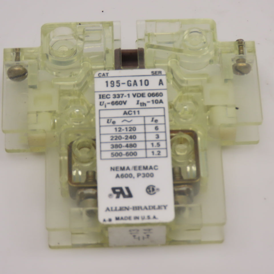 Allen Bradley 195-GA10 600V 10A Auxiliary Contact Block