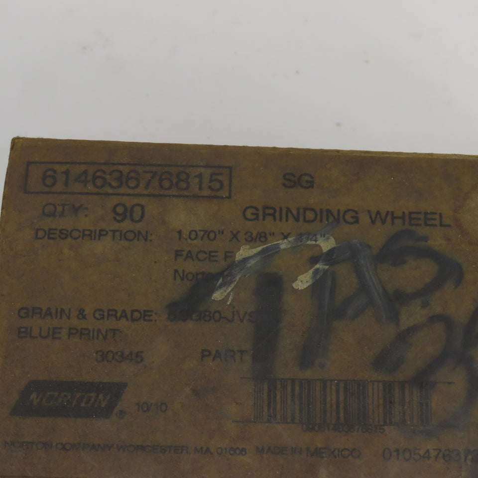 Norton 61463676815 1.070"x3/8"x 1/4" Grinding Wheel Face F Lot Of 70