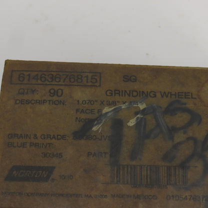 Norton 61463676815 1.070"x3/8"x 1/4" Grinding Wheel Face F Lot Of 70