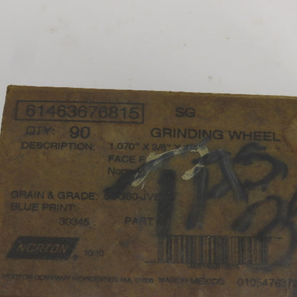 Norton 61463676815 1.070"x3/8"x 1/4" Grinding Wheel Face F Lot Of 70