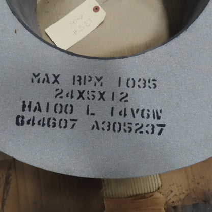 National HA100 L 14 V6W 24"x 5xae Centerless Grinding Wheel 1035RPM Lot of 2