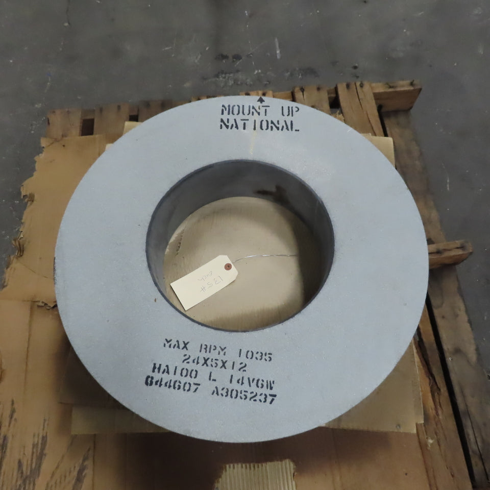 National HA100 L 14 V6W 24"x 5xae Centerless Grinding Wheel 1035RPM Lot of 2
