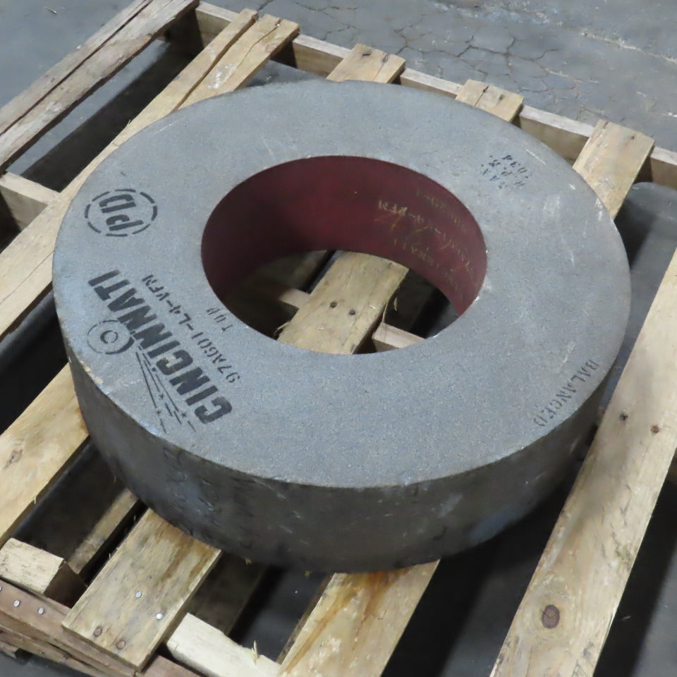 Cincinnati 97A601-L4-VFM 24" x 6" Centerless Grinding Wheel 12" Arbor 1034RPM