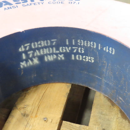 Bay State 17A80LGV7G 23-1/2" x 6" Centerless Grinding Wheel 12" Arbor 1035RPM