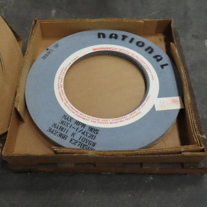 National MA801-K-10V6W 36" x 1-1/4" Centerless Grinding Wheel 20" Arbor 905RPM