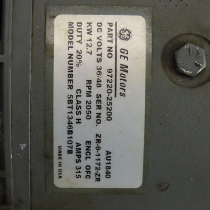 GE Motors 5BT1346B107B 12.7KW Hydraulic Pump Motor 36/48VDC From Cat 2EC30