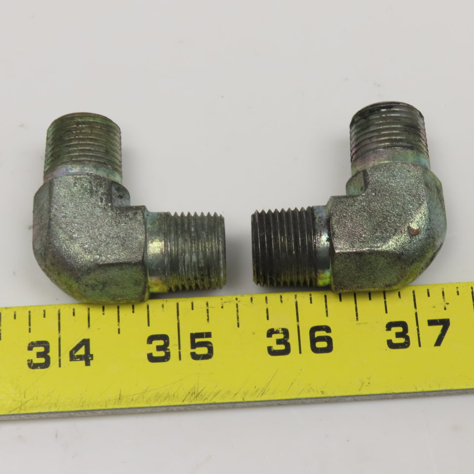 3/8"-18 NPT Steel Hydraulic Elbow 90-? Lot Of 2