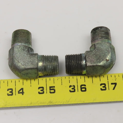 3/8"-18 NPT Steel Hydraulic Elbow 90-? Lot Of 2