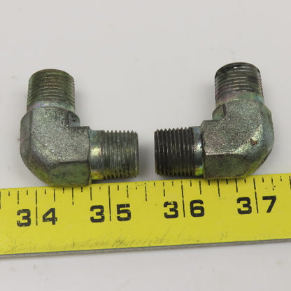 3/8"-18 NPT Steel Hydraulic Elbow 90-? Lot Of 2