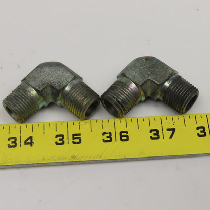 3/8"-18 NPT Steel Hydraulic Elbow 90-? Lot Of 2