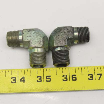 3/8"-18 NPT Steel Hydraulic Elbow 90-? Lot Of 2