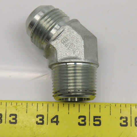 Eaton 3/4" NPT x 3/4" JIC Flare Male Steel Hydraulic Elbow Fitting 45°