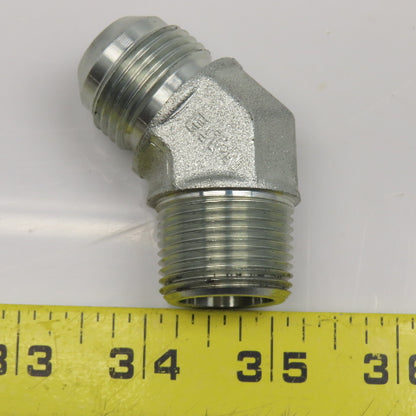 Eaton 3/4" NPT x 3/4" JIC Flare Male Steel Hydraulic Elbow Fitting 45°