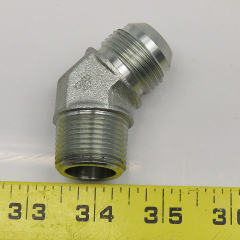 Eaton 3/4" NPT x 3/4" JIC Flare Male Steel Hydraulic Elbow Fitting 45°